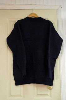 LeTricoteur Traditional Guernsey Sweater British Wool Dark Navy 