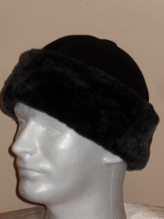   Sheepskin Shearling Leather Fur Beanie Round Bucket Winter Hat M XL