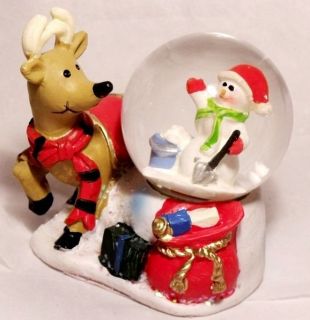 NEW REINDEER & SNOWMAN SNOW GLOBE Christmas Holiday Figurine 