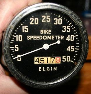 Vintage 1930s Elgin Bike Speedometer With Original Cable **LOOK**