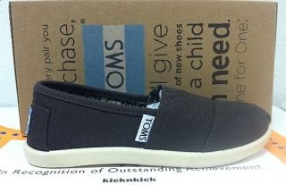 Toms Youth Classics Chocolate Canvas Kids Shoes 012001C10 Sz 13Y 6Y 