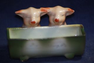 Vintage German Pig Fairing Toothpick Holder 2 Pigs Souvenir