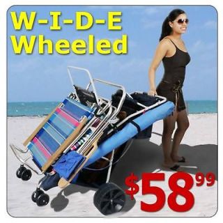 Wide Wheeled Wonder Wheeler Deluxe Rolling Beach Cart