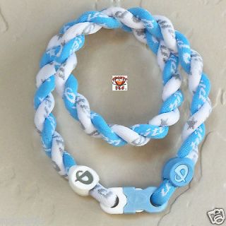 Phiten Tornado Necklace Carolina Blue with White