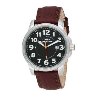Timex Mens Expedition Brown Leather Watch, 50 Meter WR, Date, T44921