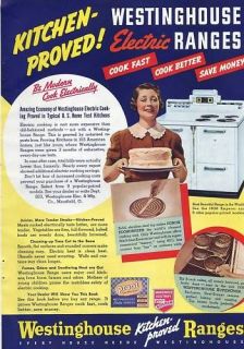 1938 Vintage WESTINGHOUSE RANGE Stove Ad GAL with CAKE