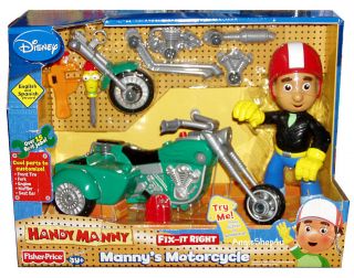 DISNEY HANDY MANNY FIX IT RIGHT MANNYS MOTORCYCLE with doll New