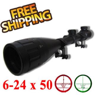  24x50 RED/GREEN MIL DOT QUALITY SNIPER RIFLE SCOPE w/Rings CAPS