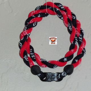 Phiten Tornado Necklace Custom Black with Cardinal Red