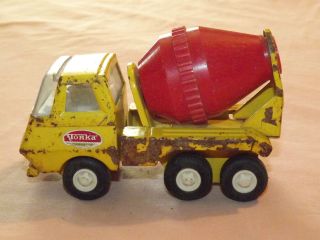 VINTAGE TOY TRUCK 1960 70S TONKA MINI YELLOW/RED METAL CEMENT TRUCK