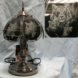 Small White Tiger Etched Touchlamp