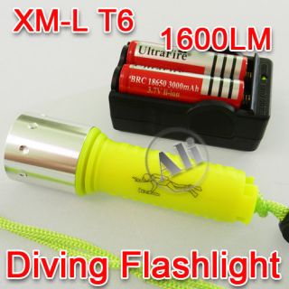   XM L XML T6 LED Waterproof Diving Flashlight Torch 2x18650 Charger