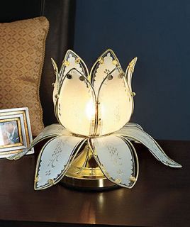   Blossom White Flower Frosted Glass Petals Touch Lamp Table Desk Light