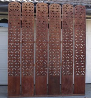 Set of 6 Teak Wood Hand Carved Panels Room Divider 7.5 Feet Tall