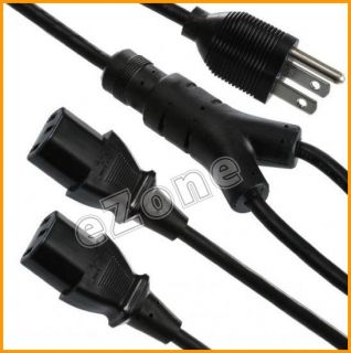 5x 1 FT Power Extension Cord 16AWG Gauge Black Electrical Cable 3 