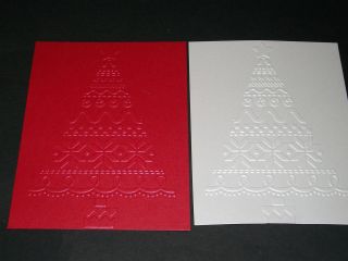Embossed Shimmer Christmas Tree Card Toppers Cuttlebug 4 in a set 4 