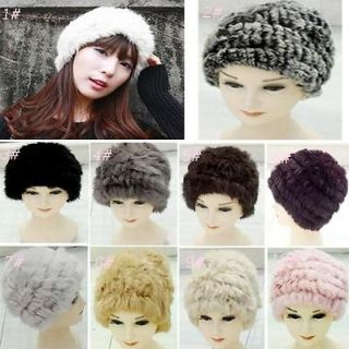 Lady Warm Weave Woven Knit Interlace Colorful Real Rabbit Fur 
