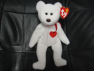 TY Beanie Baby Valentino, white bear w/tag