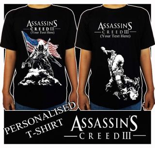 Assassins Creed III 3 Game PS3 XBOX 360 BLACK T Shirt Shirt Man Woman 