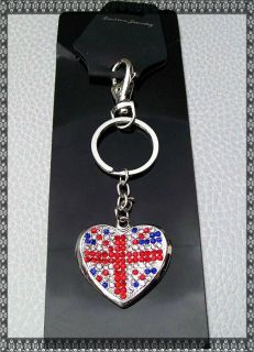 Heart Union Jack Flag London Olympics Souvenier Keyring Key Ring Chain 
