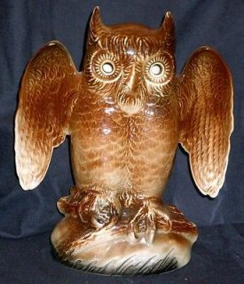Vintage retro Kron Pottery Owl TV Lamp Light Shines Eyes