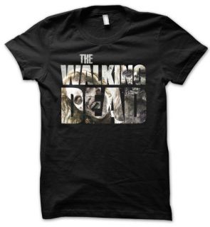 THE WALKING DEAD Horror Zombie TV Series Mens T Shirt Black