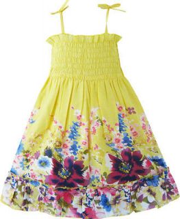 Girls Dress Tank Smocked Trim Flower School Kids Clothes Size 4 5 New