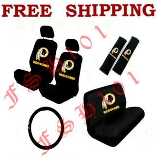 New 11pc Set NFL Washington Redskins Seat Covers Steering Wheel Cover 