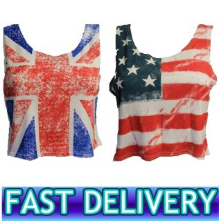   and Stripes American Flag Union Jack Cropped Top Ladies Crop Vest
