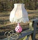 VICTORIAN CRANBERRY VASELINE OPALESCENT LAMP SHADE 1890