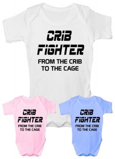 Crib Fighter ~ UFC/MMA ~Funny Babygrow~Babie​s Gift Boy/Girl Vest 