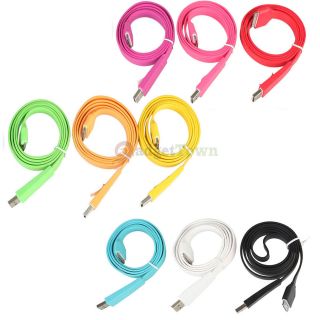 1M Noodle Flat USB Data SYNC Cable Charging Cord for iPhone 4S 4 3GS 