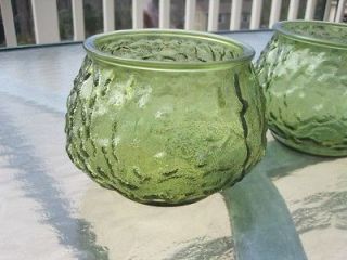   Vintage GREEN GLASS E,O.Brody Co Cleveland USA CANDLE HOLDERS Planters