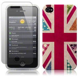   Case for iPhone 4S / iPhone 4 + LCD Guard / Vintage Floral Union Jack