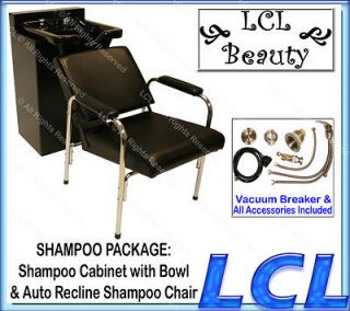 Acrylic Fiber Shampoo Bowl Sink Chair Wood Cabinet Beauty Hair Salon 