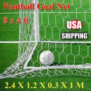 New Full Size 8x 4ft Football Soccer Goal Post Nets Straight Flat Back 