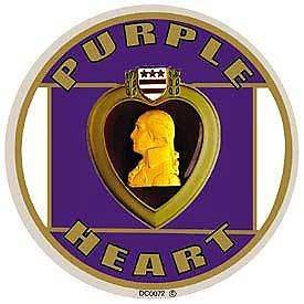 PURPLE HEART MEDAL MILITARY GOLD PURPLE ROUND STICKER DECAL