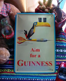145 Vintage Classic Aim for a Guinness Tin Metal Sign Bar pub ads 