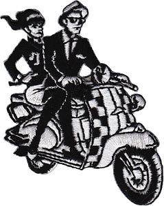 SKA rude boy / girl on scooter EMBROIDERED PATCH  vespa * 