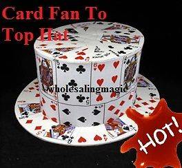 Card Fan To Card Top Hat Kids Party Show Stage Illusion Magic Trick 