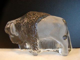 Vintage Viking Art Glass Buffalo Sculpture Paperweight Bookend 