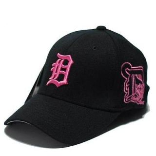 DETROIT TIGERS Flex Fit Band Hats Unisex Baseball Ball Cap Black(Pink)