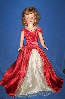   Large Mystery Hard Plastic Walker Doll High Heels, Orig Red Dress