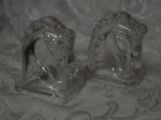 1940 VINTAGE ANIMAL FEDERAL GLASS HORSE HEAD BOOKENDS BOOK ENDS CANDY 