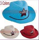1x Cute Western Cowboy Costume Star Mark Children Kids Straw Hat Blue 