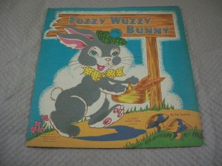 Vintage 1944 Whitman Fuzzy Wuzzy Bunny Childrens Flocked Book PB #933