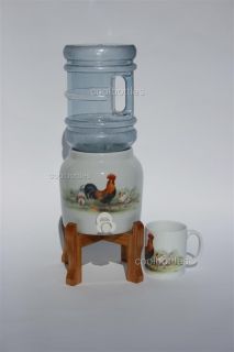 Rooster Porcelain Water Dispenser Crock Mini Set 688