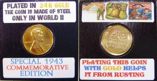 24 Karat Gold Plated Special 1943 Commemorative Edition Steel Penny