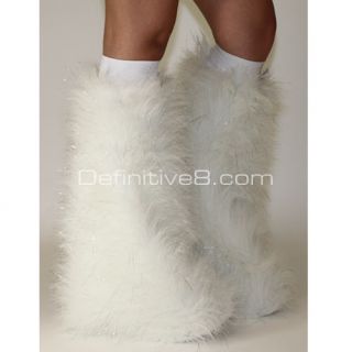 White Sparkle Fluffies Furry Fluffy Rave Boot Cover Legwarmers