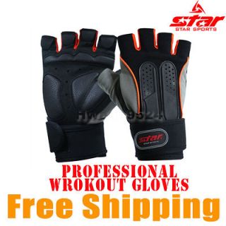 Pro Workout Gloves GYM Weight Lifting Fitness Body Building M/L Star 
